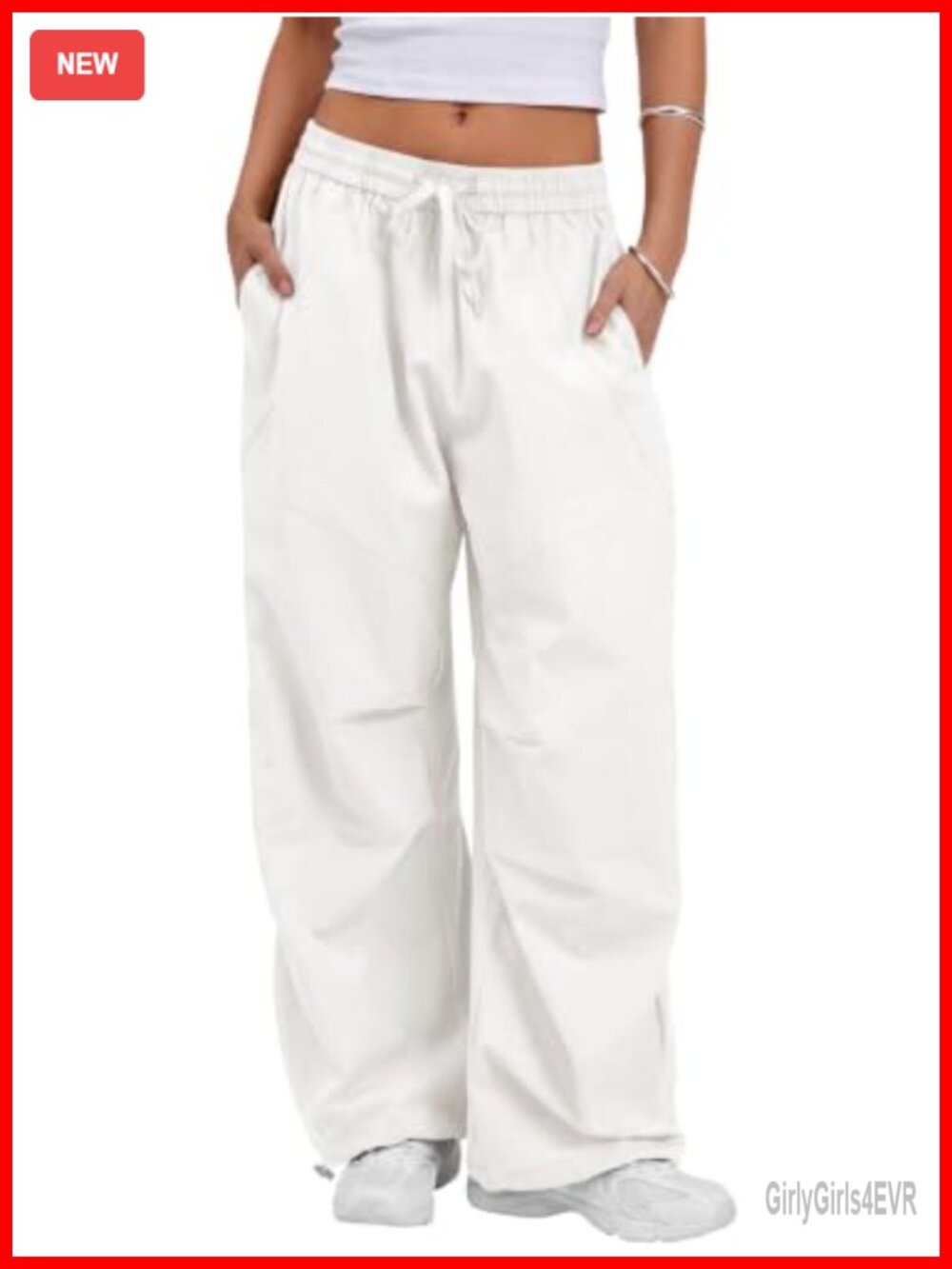 Wide Leg Barrel Pants Baggy Hiking Track Pants Elastic Waist Cargo